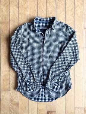 Matinique 100% Cotton Black & White Gingham Check Button-Up Shirt Size Small